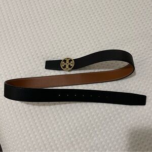 Tory Burch Black and Brown Leather Belt - Size Large
